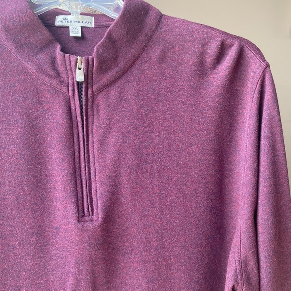 Peter Millar Heathered Purple/Red 1/4 Zip Pullover - Picture 5 of 8